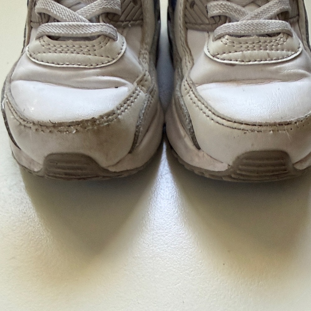 Nike Kids Sneakers Size 12C White Blue Swoosh Velcro Toddler Shoes - Picture 3 of 10